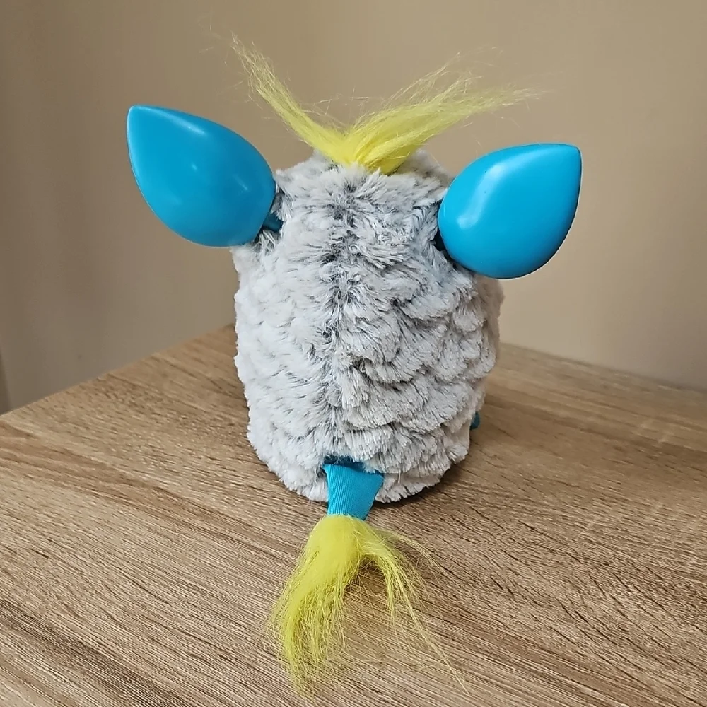 Furby 2012 Interactive Toy with Teal Accents and Yellow Hair